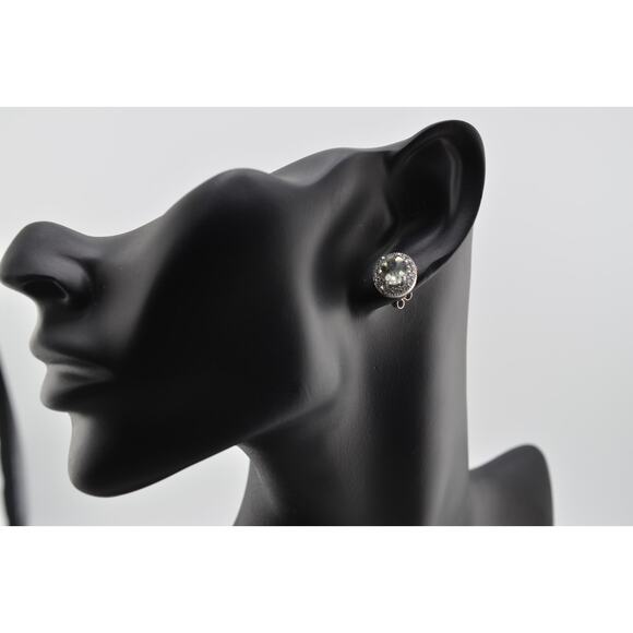 Rare Sterling Silver Spinel and CZ Stud Earrings (Light Green) - Picture 2 of 3